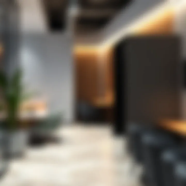 Stylish partition creating a serene workspace