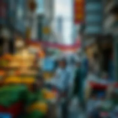 Cultural diversity in International City with vibrant market scene