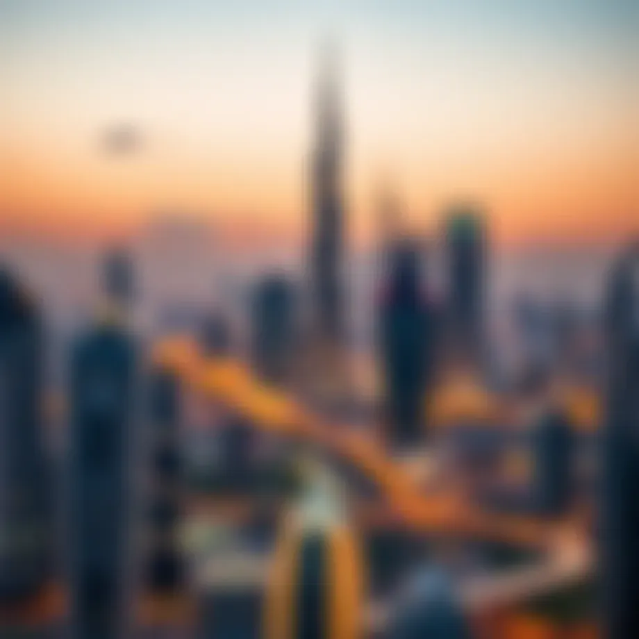 Stunning view of International City skyline at dusk