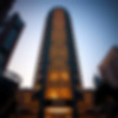 Close-up of the intricate facade detailing of the Sahab Al Emarat Tower