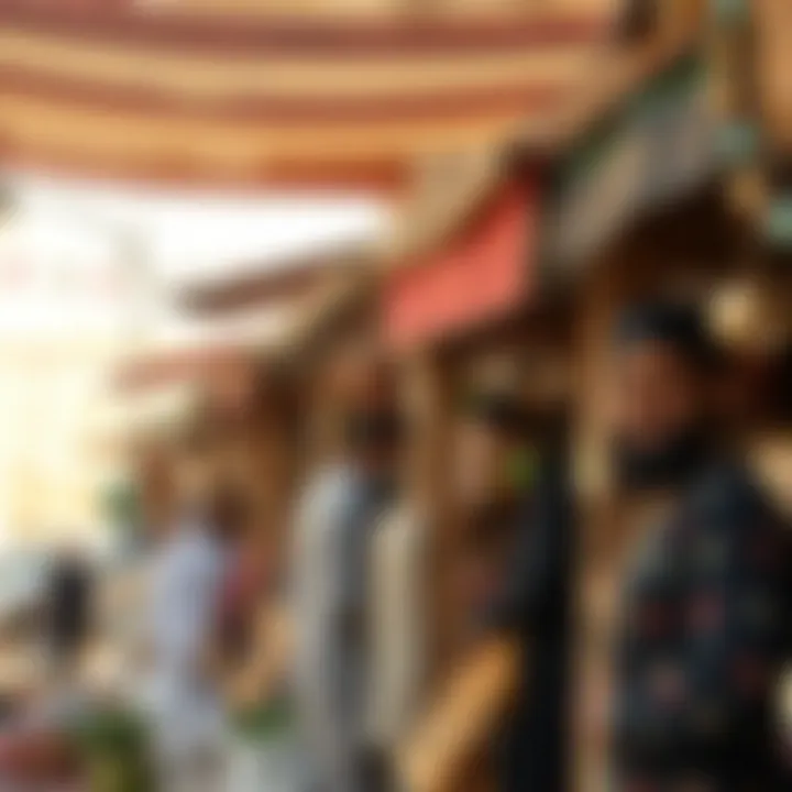 A vibrant market scene showcasing cultural diversity in Dubai