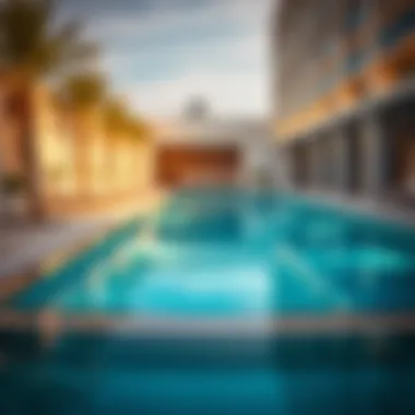 Modern hotel amenities showcasing a pool area