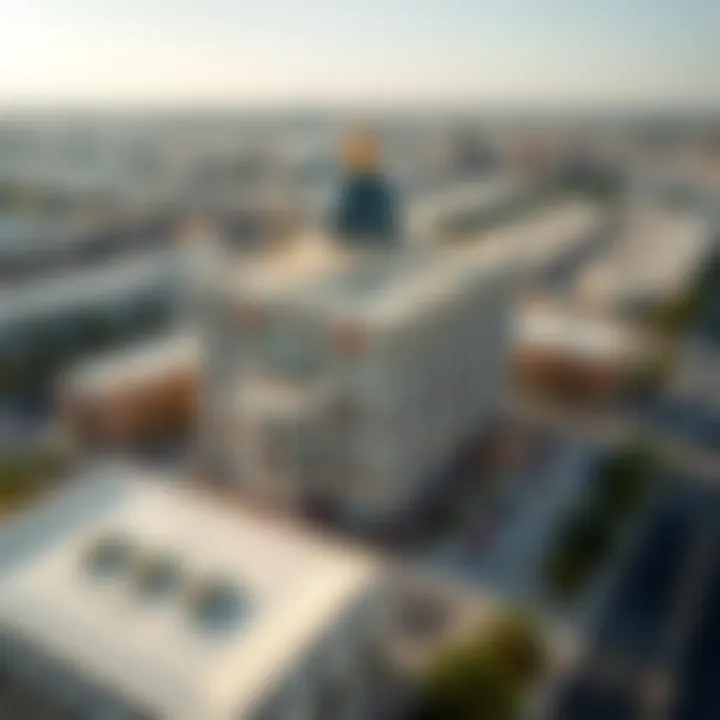 Aerial view of Al Yousuf Building showcasing its unique architectural features