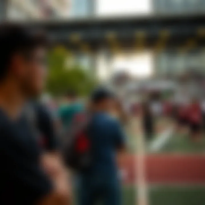 Community engagement at a sports event in an urban setting