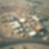 Aerial view of Dubai's industrial area integrated with medical facilities