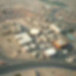 Aerial view of Dubai's industrial area integrated with medical facilities