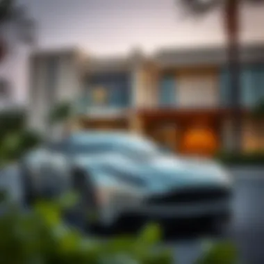 The Essence of Luxury: Automotive and Real Estate Synergy An Aston Martin vehicle parked in front of a luxury property