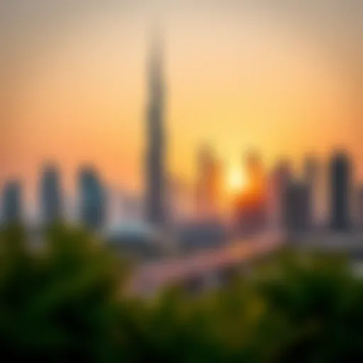 Dubai's Iconic Real Estate Skyline Stunning skyline view of Dubai showcasing iconic real estate