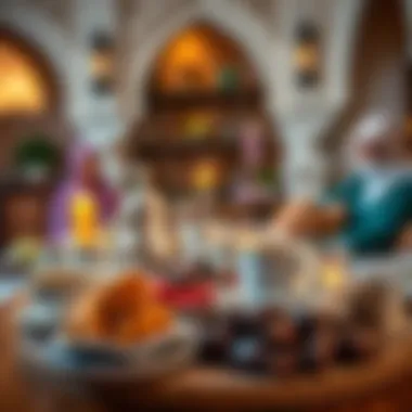 Traditional Iftar setup with dates and Arabic coffee symbolizing hospitality