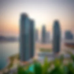 Panoramic view of Ubora Towers showcasing its stunning architecture in Business Bay