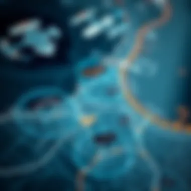 Map highlighting different neighborhoods in Dubai