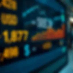 Currency exchange rates displayed on a digital board