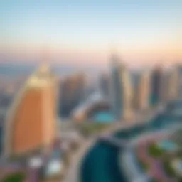 Aerial view of Dubai's skyline featuring luxury hotels