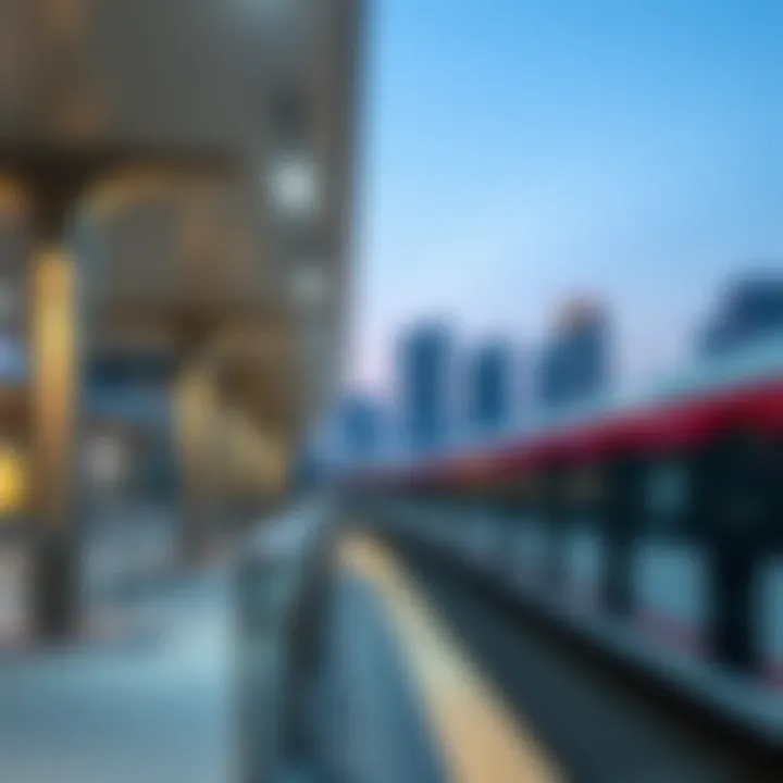 Evening view of a Dubai Metro station