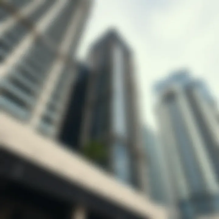 Architectural details of the Union Towers showcasing modern design