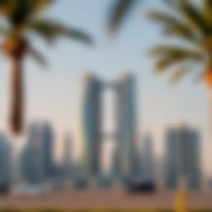 Stunning view of the Union Towers against the Dubai skyline